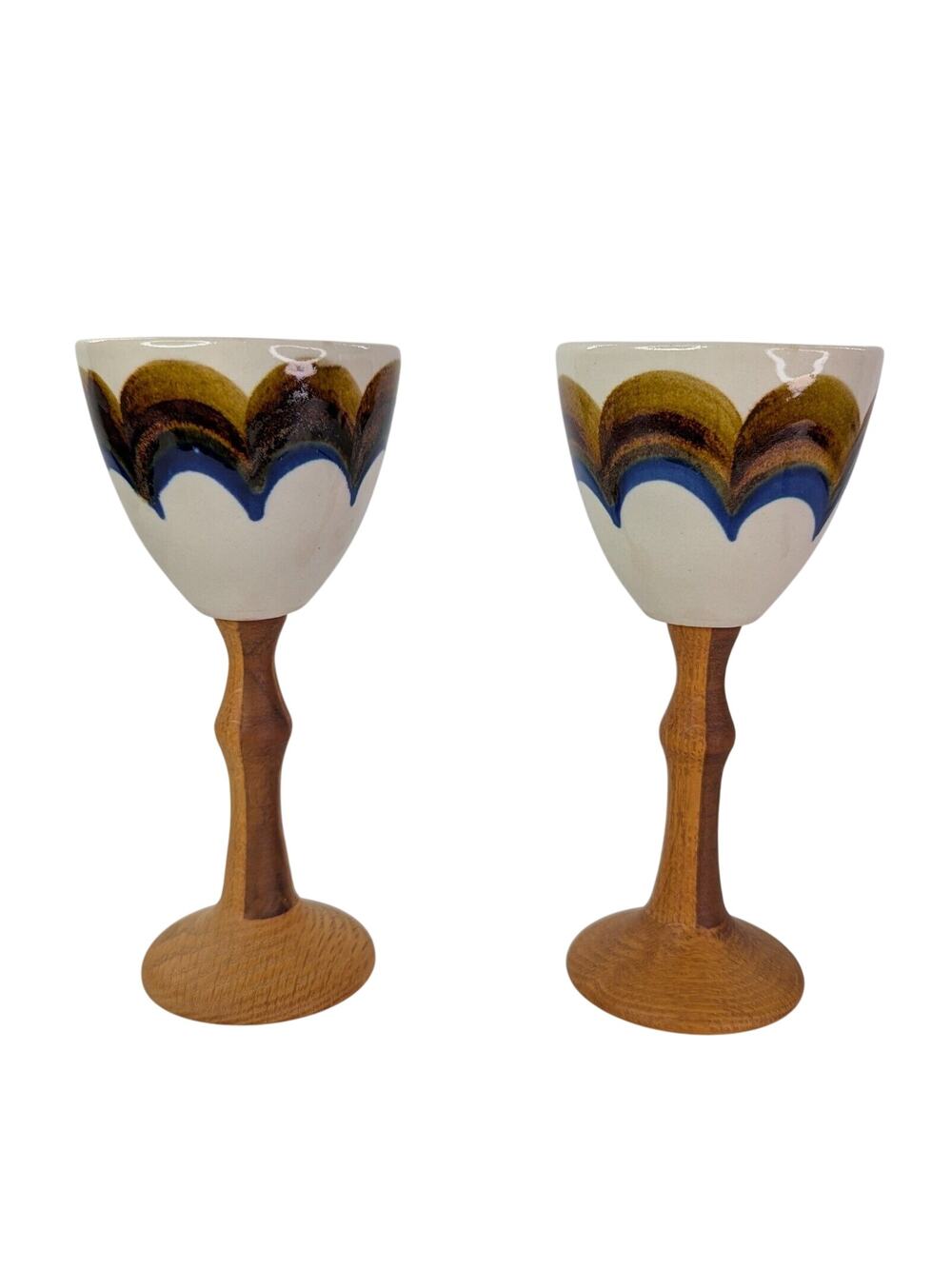 Vintage Southwest New Mexico Pottery Evangel Wine Goblets